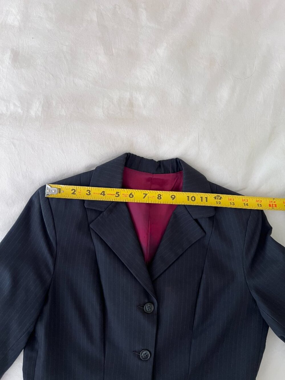 Women's Equestrian Hunt Coat Navy Blue with Light Blue Pinstripe Size 14 - Picture 10 of 12